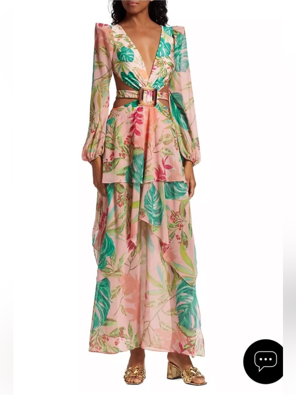 NWT PatBo Tropicalia Belted Cut Out Maxi Dress in Harbour Pink